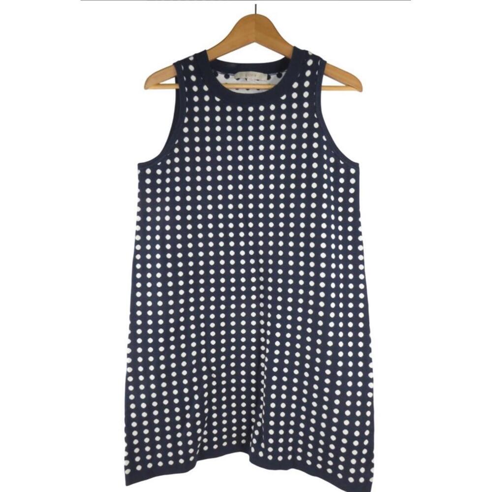 Ann Taylor Loft Sweater Dress Women’s Medium Blue/Wht Polka Dot NWT - Picture 2 of 7